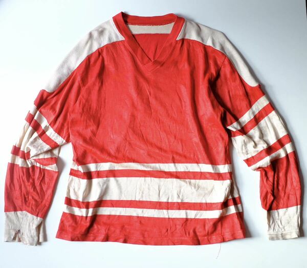 【1960〜70s】ビンテージ　フットボールTシャツ　ロングスリーブ　古着屋　切り替えデザイン　スポーツ　スウェット　ニット　USA製
