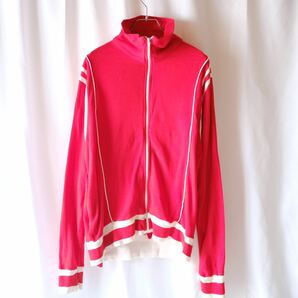 【1980s】J.C.Penney ビンテージ　ニットトラックジャケット　古着　ジャージ　赤　ドライバーズ　セーターヴィンテージ ユーロ