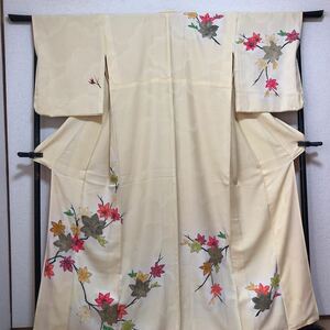 着物　総柄　小紋　付け下げ　金駒刺繍　正絹　春夏秋冬　花柄　枝　ボカシ　着丈157cm 裄丈64cm 0912-13m