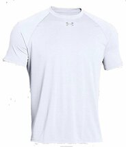 B08-02 新品 UNDER ARMOUR アンダーアーマー ストライプ テック ロッカー Tシャツ　半袖 ホワイト XLサイズ_画像1