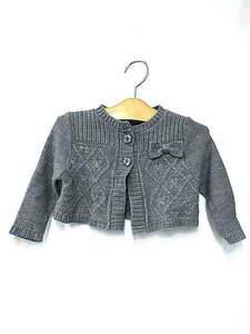 [ used ]BeBe Bebe child clothes girl autumn winter tops cardigan long sleeve 90cm gray ribbon 