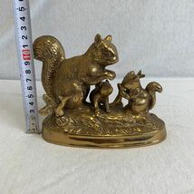 リス　置物　唐金　真鍮製　骨董品 高さ 12.5cm 横16cm 重い　　昭和レトロ　アンティーク_画像6