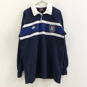 ☆希少 90s VINTAGE CANTERBURY ラグビー K.A.R.F.C.RUGBY N.Y.C.FLUSHING U.S.A. ラガーシャツ 背番号11 L 紺色【送料一律/同梱可能】A