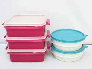 *ss5615 tapper wear 5 piece set red purple blue rectangle round . type airtight container preservation container cover attaching tapper refrigeration frozen food small articles *