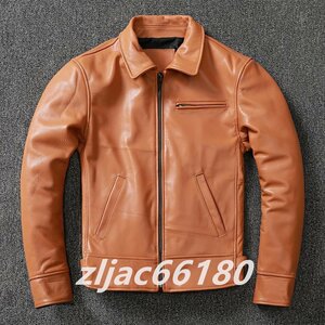 超人気！シングルライダース レザージャケット カウハイド 本革 革ジャン 牛革 メンズファッション アメカジ バイクレザー ろうけつ S～5XL