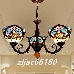 Art hand Auction Stained Glass Lamp Pendant Light Retro Handmade Tiffany Style Stylish 3 Lights Hanging Ceiling Pendant Light, Ceiling lighting, pendant light, Western style