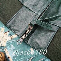 G9レザージャケット 上品　本革 牛革　ライダースジャケット 　ジャケット 　革ジャン Ｍ～4XL グリーン_画像7