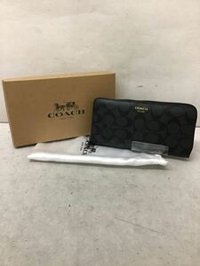 20230913【COACH】コーチ 長財布 ラウンドファスナー シグネチャー グレー