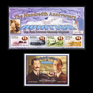 ■パプアニューギニア切手　2003年　ライト兄弟 / 航空100周年　シート＋4種シート