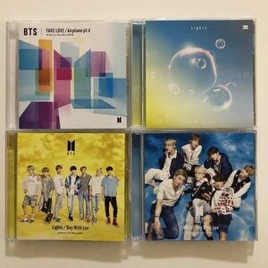 B20164　CD（中古）FAKE LOVE/Airplane pt.2(通常盤)+Light/Boy With Luv(通常盤)(初回限定盤A DVD付)(初回限定盤B DVD付)　BTS　4点セット