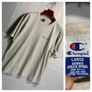 90's ヴィンテージ Champion チャンピオン　チャンピョン　USA製　霜降りグレー　半袖　ロゴTシャツ　L