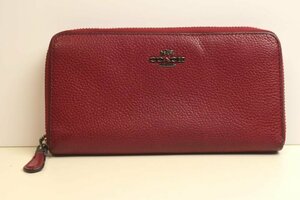 ICH【中古品】 COACH コーチ 長財布 ラウンドファスナー レザー レッド 58059 〈206-230913-ss30-ICH〉