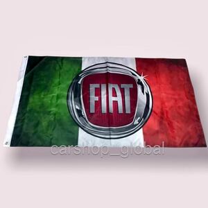 フィアット FIAT バナー フラッグ 旗 ガレージ 部屋 サイズ2種類 長方形 特大サイズ リングバックル付 パンダ/チンク/595/124/500等