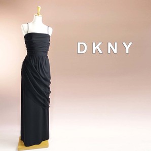 新品 DKNY 4/9号 ダナキャラン 黒 ロングドレス パーティドレス ブラック 結婚式 二次会 披露宴 発表会 演奏会 ステージ衣装 華37Q0210の画像1