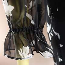 新品 DKNY 16/21号 ダナキャラン 黒 白 花柄 ワンピース パーティドレス 長袖 大きいサイズ 結婚式 二次会 披露宴 フォーマル 葵46Q0702_画像4