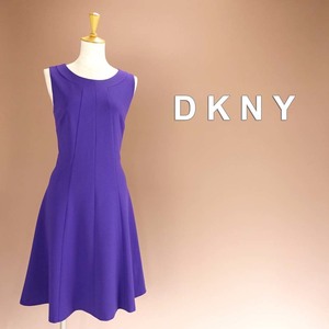 新品 DKNY 6/13号 ダナキャラン 紫 Aライン ワンピース パーティドレス 結婚式二次会 披露宴 発表会 演奏会 フォーマル お呼ばれ 輝41Q3003