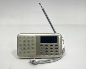 [TE0669] 軽量小型ラジオ AM/FM ミニポータブルスピーカー L-218AM（MINI PORTABLE SPEAKER）ゴールド 動作品 中古現状品 デジタルラジオ