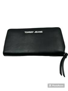 ★ほぼ未使用★トミーヒルフィガー ジーンズ TOMMY JEANS ラウンド長財布 ジップウォレット メンズ ブラック　※箱なし