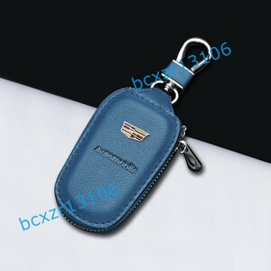 * Cadillac Cadillac* blue * car smart key case key cover high quality leather key enduring wear light weight key holder storage love car key ...