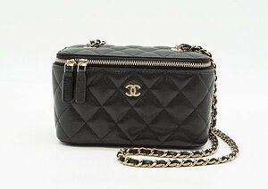 ◇未使用【CHANEL シャネル】キャビアスキン マトラッセ スモールバニティ チェーンショルダー AP1341 ブラック×ゴールド金具