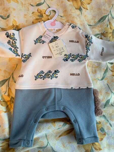 ベビー服 ショートオール ロンパース 恐竜 サイズ80