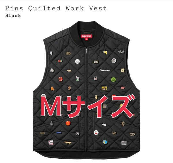 Supreme★Pins Quilted Work Vest Medium Mサイズ Black ブラック 黒 ピンズベスト シュプリーム