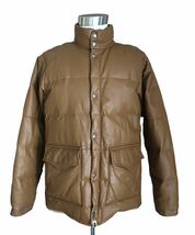 送料込み、即決　A BATHING APE LEATHER CLASSIC DOWN JACKET アベイシングエイプ ダウンジャケット 牛革　カウハイド　茶 ブラウン L_画像1