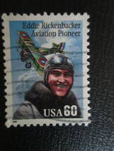 米国/アメリカ　記念切手　1995年 第1次大戦の撃墜王　エディ・リッケンバッカー　　60Ｃ:　背景はスパッドS.13複葉機　　1種　使用済み_画像1