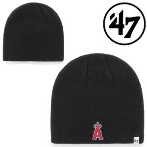 ☆正規品新品☆47BRAND KNIT BEANIE フォーティセブン ニット帽 エンゼルス ブラック ユニセックス MLB チームロゴ 刺繍ロゴ 新品