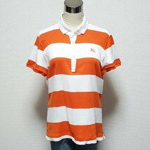 BURBERRY GOLF バーバリーゴルフ 白×橙 ボーダー 半袖ポロシャツ サイズ3（約Lサイズ相当）_画像1