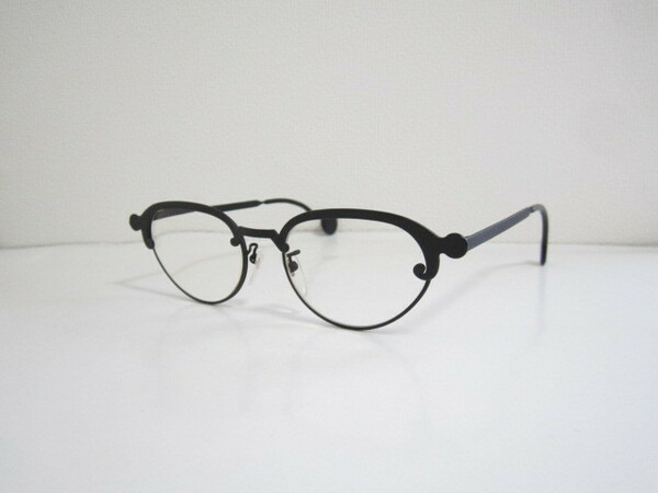 A◆1990's　希少価値　面白デザイン　l.a.Eyeworks　412　CLEO　エルエー　アイワークス　クレオ　マットブラック　眼鏡　程度良品