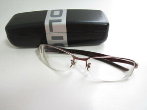 ◆POLICE　S8252J　COL.K03　TITANIUM　ポリス　スクエア型　メタリックブラウンｘブラック　眼鏡　程度良品