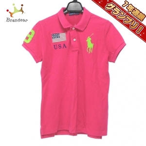 ラルフローレン RalphLauren 半袖ポロシャツ サイズM ビッグポニー ピンク×イエローグリーン×マルチ レディース トップス