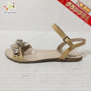  MiuMiu miumiu sandals 37 - enamel ( leather ) beige × clear lady's biju- shoes 