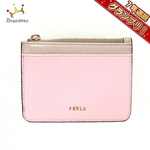 フルラ FURLA パスケース - レザー ピンク×ベージュ コインケース付き 財布