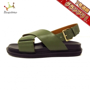 Sandals Marni Marni 37 FBMS005201 Husbet Cross Leather Green x Black Open Te обувь