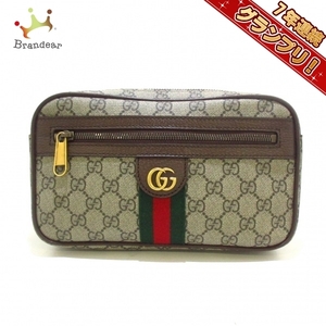 グッチ GUCCI ウエストポーチ 574796 GGスプリーム/オフィディア PVC(塩化ビニール)×レザー ベージュ×ダークブラウン×マルチ バッグ