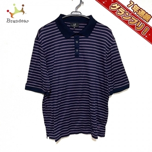  Dunhill dunhill/ALFREDDUNHILL polo-shirt with short sleeves size XL - dark navy × purple × pink men's border tops 