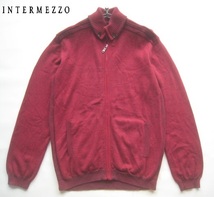 美品!!インターメッツォ INTERMEZZO*立ち襟ウールニットZIPジャケット M ワイン ダーバン D'URBAN_画像1