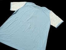 新品 PIERS 猫 イラスト Tシャツ ネコ 水色 レース袖 ブルー スタッズ ラメ ラインストーン 鋲 トップス_画像5