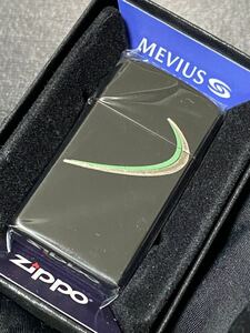 zippo メビウス アーマー 2面刻印 限定品 グリーン スリム 希少モデル 2019年製 MEVIUS シルバーインナー 2019年製 ケース 保証書付き