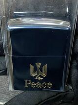 zippo ピース ブルーチタン ヴィンテージ 限定品 希少モデル 1999年製 Peace ゴールド刻印 ゴールドインナー 1999年製 ケース 保証書付き_画像5