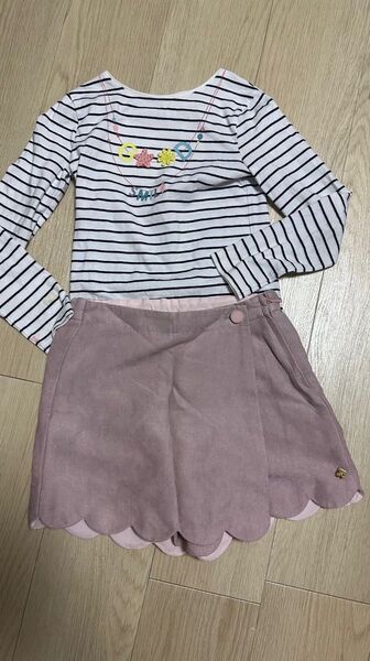 okaidiボーダー柄可愛いロンT128cm
