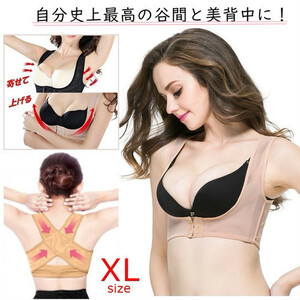 228【ベージュ / XL】姿勢改善インナー バストアップ インナー サポートインナー 谷間メイク 猫背矯