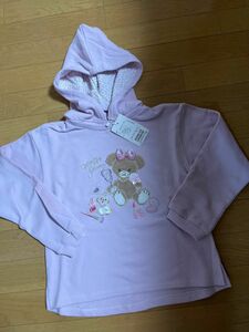 新品　メゾピアノ 140cm くまトレーナー　長袖Tシャツ　ラベンダー　キッズ　女の子　フード付き