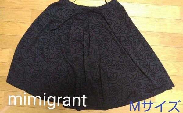 mimigrant フレアスカート　アンティークローズ　黒　Mサイズ