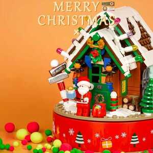 クリスマス ブロック インテリア サンタ オルゴール付き おもちゃ 知育玩具 プレゼント Xmas 