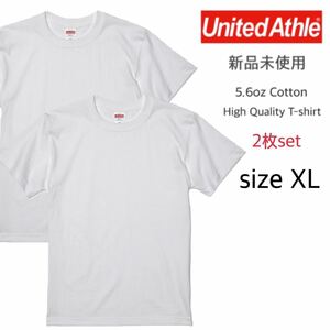 【ユナイテッドアスレ】新品未使用 5.6oz 無地 半袖Tシャツ ホワイト 白 2枚XL United Athle 500101 ハイクオリティー 男女兼用