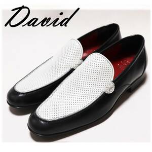 《David デビッド》箱付新品 日本製 パンチング レザードライビングシューズ ローファー ビジカジ 26.5cm A8578