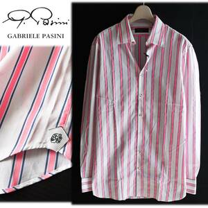 《Gabriele Pasini ガブリエレ パジーニ》新品 イタリア製 爽やかカラー ストライプシャツ ドレスシャツ ラルディーニ 39(M) A8641